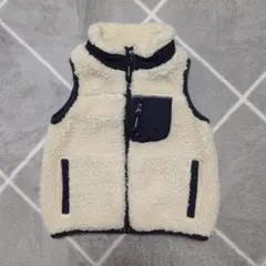 プティマイン petit main ベビーベスト ボア S アイボリー/ネイビー