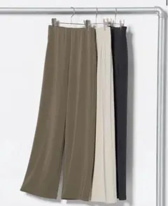 UNIQLO クレープジャージーストレートパンツ ブラック ワイドパンツ M