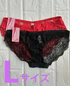 レディース ショーツ 2枚セット レッド ブラック レース 新品