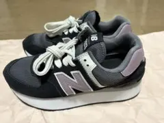 NEW BALANCE◆WL574/ブラック/24.5cm/BLK