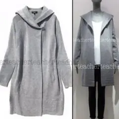 カシミヤ ロング ニットカーディガン コーディガン ウール フード パーカー