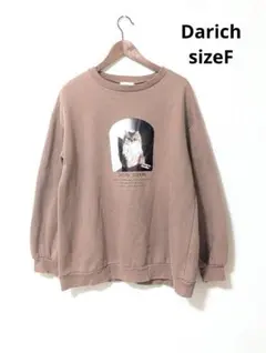 美品　Darich ダーリッチ 猫プリント スウェット ブラウン　F