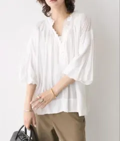 25SS 未使用品タグ付き IENA イエナ プリーツフレアブラウス 半袖 