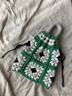 グラニースクエア巾着バッグ(グリーン)