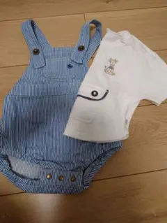 cottoli半袖シャツ、POLOBabyサロペット