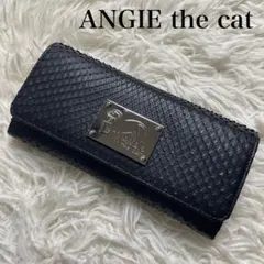 新品 ANGIE the cat 長財布 パイソン本革 黒 オレンジ 大容量 - メルカリ