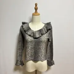 T.D. comfort casual 豹柄フリルカットソー　柔らかい（M相当）