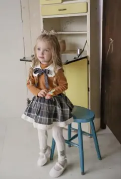 flo 韓国子供服 チェック柄 ワンピース セット