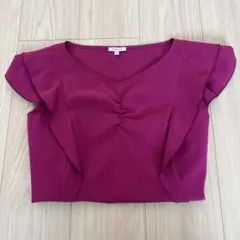 フリル付きパープル半袖トップスのサムネイル