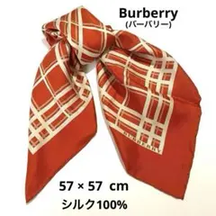 BURBERRY (バーバリー) シルクスカーフ　オレンジチェック柄　絹100%のサムネイル