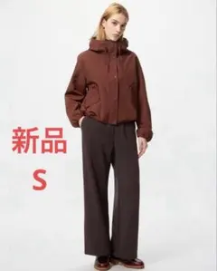 ユニクロ　ウォームフリースストレートパンツ　ストレートパンツ　ダークブラウン　S