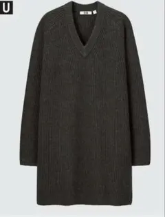 UNIQLO U プレミアムラムVネックワンピース 長袖　ウール100 Lサイズ
