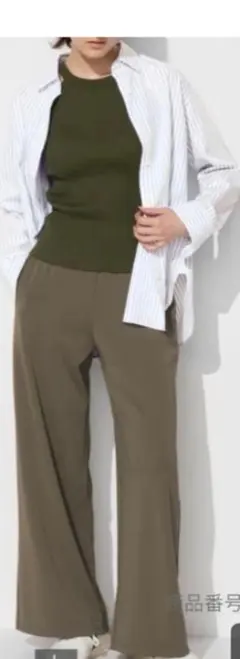 UNIQLO ユニクロ　クレープジャージーストレートパンツ/丈短め　オリーブ　Ｓ