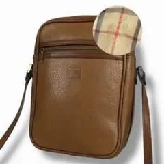 良品 バーバリー ショルダー レザー ノバチェック ホース ロゴ ポシェット