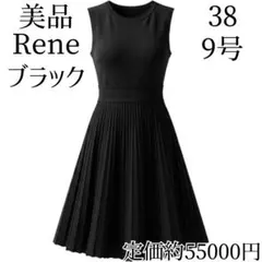 美品 Rene ニットワンピース 38 ブラック ノースリーブ 黒 M 9号ルネのサムネイル