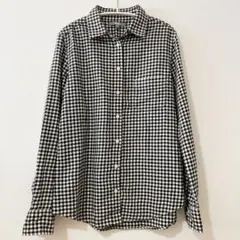 UNIQLO ユニクロ ギンガムチェック ネルシャツ 長袖シャツ M ブラック