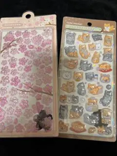 【正規品】BONBON DROPボンボンドロップシール 柴犬 和柄　桜２枚セット