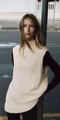 ZARA ザラ ベージュ タートルネック ニットベスト 新品未使用 レディース