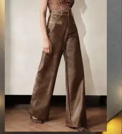 レザー ブラウンパンツ