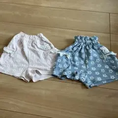 花柄ウサギ刺繍ショートパンツ2枚セット 80cm クーラクール キムラタン
