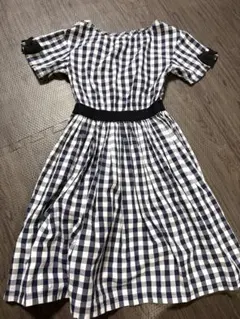 美品⭐︎キッズ半袖ワンピース130 ワールド ギンガムチェックネイビー