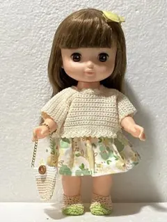 ソランちゃん、メルちゃんのシンプルセーターセット。　アイボリー✖️花柄