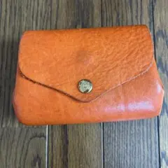 本革 オレンジ レザー がま口 財布
