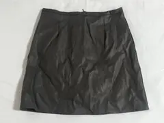 インパン裏地付き台形レザーミニスカート