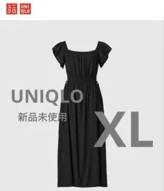 新品未使用　UNIQLO ギャザーバックオープンワンピース ブラック　XLのサムネイル
