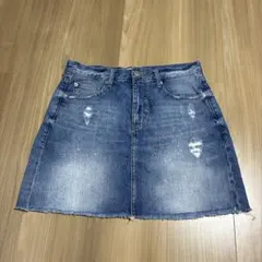 LOWRYS FARM ダメージデニムミニスカート