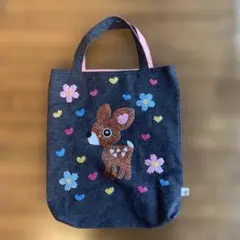 子鹿と花のトートバッグ