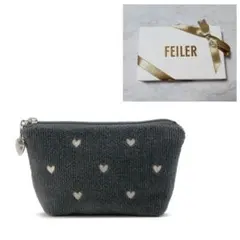 ギフトラッピング済み♡ラブラリーハート　舟型ポーチS　グレー