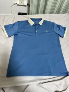 青色 ポロシャツ アイボリー襟