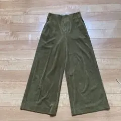パシオーネオリーブグリーン コーデュロイ ワイドパンツ