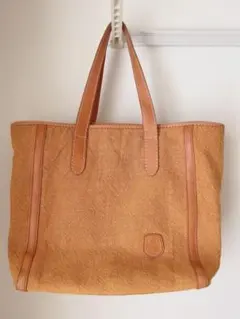 カレンブロッソ【美品】オレンジシマウマトートバッグ♪本革×帆布 