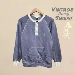 ラグランスリーブ スウェット ディズニー ミッキー グレー フェード サイズM