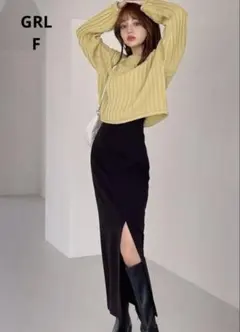 GRL ロールアップショート丈リブニット