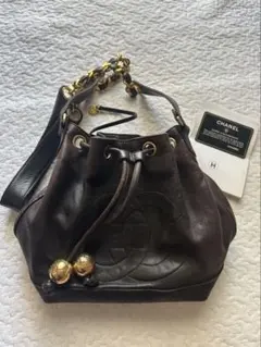 【正規品】CHANEL シャネル 巾着バッグ ココマーク レザー