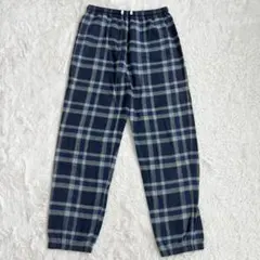 ◆ネクスト　チェック柄　綿100　パンツ　ウエストゴム　裾ゴム　ネイビー　L相当