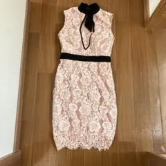 an ピンク レース ノースリーブ ドレスM