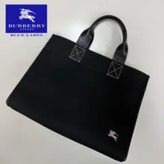 Burberry BlueLabel ホースロゴ　ブラックキャンパストートバッグのサムネイル
