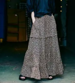 nikoand【MODE NORM CORE】プリントティアードマキシスカートM