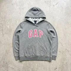 【平成ギャル】GAP プルオーバー パーカー グレー ピンクロゴ
