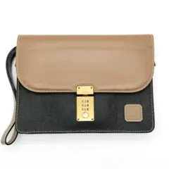 dunhillダンヒルダイヤルロッククラッチバッグPVCレザー茶黒メンズレトロ