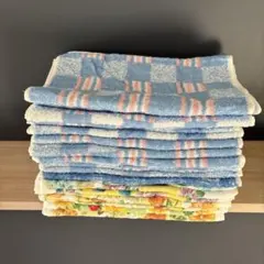 お値打ち価格❗️未使用品❗️青ドット柄　花柄モチーフ　計２０枚　フェイスタオルセット
