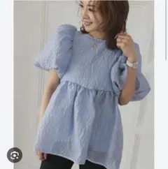 未使用】ナラカミーチェ♦️夏✨フラワーシフォンハンカチヘムスリーブ 