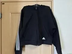 adidas フルジップパーカー 黒 3本ライン 値下げしました‼️