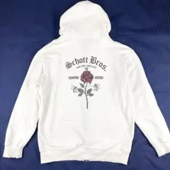 XLサイズ schott 薔薇 バラ ジップアップパーカー ホワイト 白のサムネイル