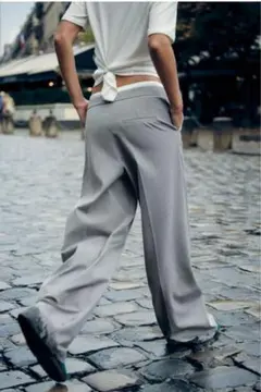 zaraダブルウエストパンツ