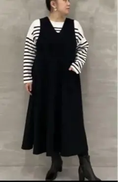 美品大人気定番BEARDSLEYブークレブラックワンピースサイズ1(M〜XL)